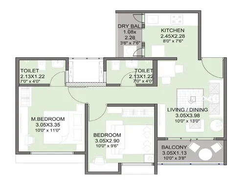 2 Bhk Unit Plan