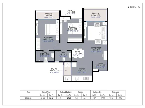 2 Bhk Unit Plan