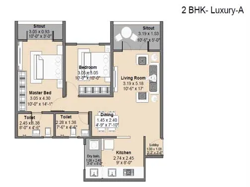 2 Bhk Luxury Unit Plan