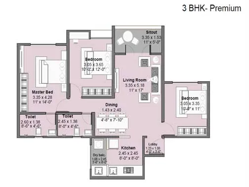 3 Bhk Premium Unit Plan