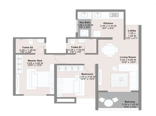 2 Bhk Unit Plan