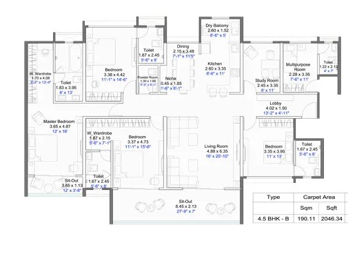 4.5 Bhk Unit Plan