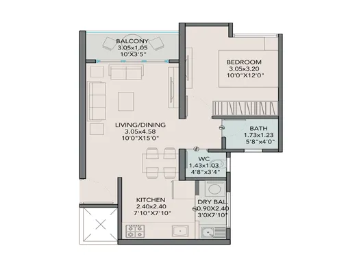 1 Bhk Unit Plan