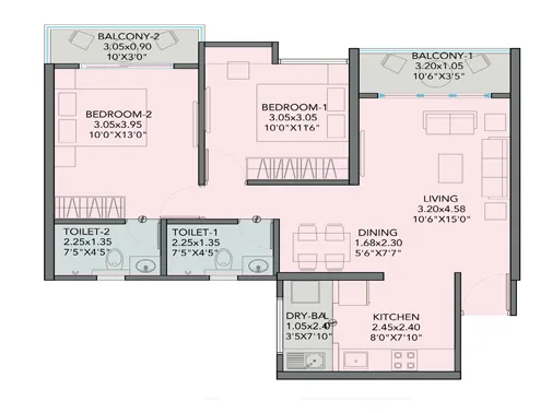 2 Bhk Unit Plan