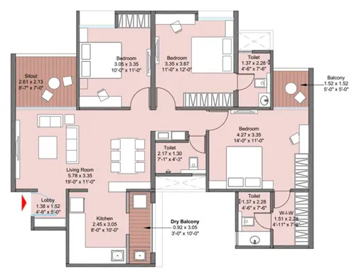 3 Bhk Unit Plan