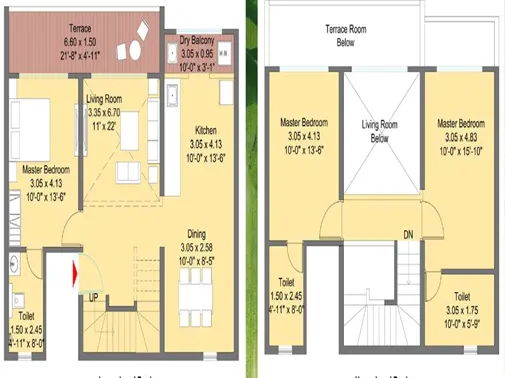 3 Bhk Duplex Unit Plan
