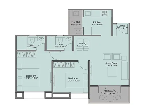 2 Bhk Unit Plan
